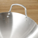 Maxbell Stainless Steel Wok Pan Silver Flat Bottom for Stewing Deep Frying Induction Diameter 28cm