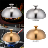 Maxbell Stainless Steel Burger Cover Basting Steaming Cover for Kitchen Cheeseburger Diameter 22 cm Silvery