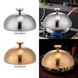 Maxbell Stainless Steel Burger Cover Basting Steaming Cover for Kitchen Cheeseburger Diameter 22 cm Silvery