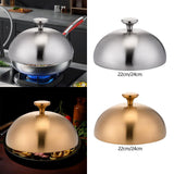 Maxbell Stainless Steel Burger Cover Basting Steaming Cover for Kitchen Cheeseburger Diameter 22 cm Silvery