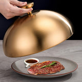 Maxbell Stainless Steel Burger Cover Basting Steaming Cover for Kitchen Cheeseburger Diameter 22 cm Gold
