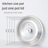 Maxbell Stainless Steel Pot Lid Portable Fry Pan Cover for Cooking Household Kitchen