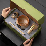 Maxbell Matcha Whisk Set Utensils Unique Gift Traditional Tools Handmade Matcha Bowl bowl 12x8.5cm