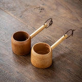 Maxbell Bamboo Ladle Rice Spoon Farmhouse Water Scoop for Sauna Pouring Coffee Beans dark Color