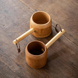 Maxbell Bamboo Ladle Rice Spoon Farmhouse Water Scoop for Sauna Pouring Coffee Beans dark Color