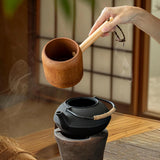 Maxbell Bamboo Ladle Rice Spoon Farmhouse Water Scoop for Sauna Pouring Coffee Beans dark Color