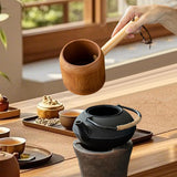 Maxbell Bamboo Ladle Rice Spoon Farmhouse Water Scoop for Sauna Pouring Coffee Beans dark Color