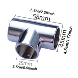 Maxbell Round Pipe Connector 25mm Pipe Fitting for Display Stand Clothes Rails Frame 3 Way