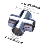 Maxbell Round Pipe Connector 25mm Pipe Fitting for Display Stand Clothes Rails Frame 4 Way
