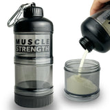 Maxbell Protein Powder Container Food Storage Containers for Pre Workout Home Travel Black 18x7cm