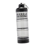 Maxbell Protein Powder Container Food Storage Containers for Pre Workout Home Travel Black 23x7cm