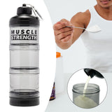 Maxbell Protein Powder Container Food Storage Containers for Pre Workout Home Travel Black 23x7cm