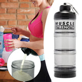 Maxbell Protein Powder Container Food Storage Containers for Pre Workout Home Travel Black 23x7cm