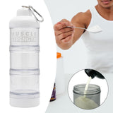 Maxbell Protein Powder Container Food Storage Containers for Pre Workout Home Travel White 23x7cm