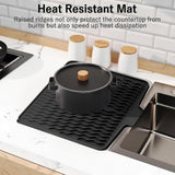 Maxbell Silicone Dish Drying Mat Easy Clean Refrigerator Under Sink Sturdy Drain Pad Black