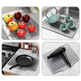 Maxbell Silicone Dish Drying Mat Easy Clean Refrigerator Under Sink Sturdy Drain Pad Gray