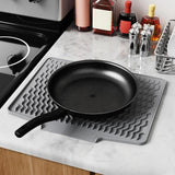 Maxbell Silicone Dish Drying Mat Easy Clean Refrigerator Under Sink Sturdy Drain Pad Gray