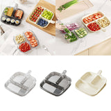 Maxbell 2x Divided Plates Party Supplies Side Dish Trays for Kitchen Fruit Vegetable Clear