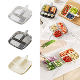 Maxbell 2x Divided Plates Party Supplies Side Dish Trays for Kitchen Fruit Vegetable Clear