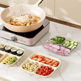 Maxbell 2x Divided Plates Party Supplies Side Dish Trays for Kitchen Fruit Vegetable Clear