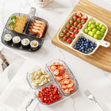 Maxbell 2x Divided Plates Party Supplies Side Dish Trays for Kitchen Fruit Vegetable Clear
