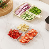 Maxbell 2x Divided Plates Party Supplies Side Dish Trays for Kitchen Fruit Vegetable Clear