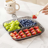 Maxbell 2x Divided Plates Party Supplies Side Dish Trays for Kitchen Fruit Vegetable Clear