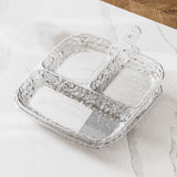 Maxbell 2x Divided Plates Party Supplies Side Dish Trays for Kitchen Fruit Vegetable Clear
