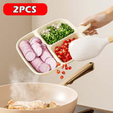 Maxbell 2x Divided Plates Party Supplies Side Dish Trays for Kitchen Fruit Vegetable White