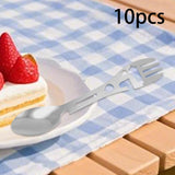 Maxbell 10 Pieces Multifunctional Camping Spork Fork Knife for Picnic Outdoor Hiking Silver