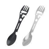 Maxbell 10 Pieces Multifunctional Camping Spork Fork Knife for Picnic Outdoor Hiking Black