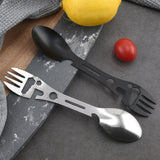 Maxbell 10 Pieces Multifunctional Camping Spork Fork Knife for Picnic Outdoor Hiking Black