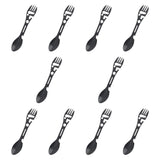 Maxbell 10 Pieces Multifunctional Camping Spork Fork Knife for Picnic Outdoor Hiking Black