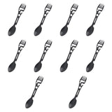 Maxbell 10 Pieces Multifunctional Camping Spork Fork Knife for Picnic Outdoor Hiking Black