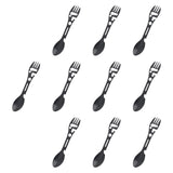 Maxbell 10 Pieces Multifunctional Camping Spork Fork Knife for Picnic Outdoor Hiking Black