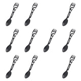 Maxbell 10 Pieces Multifunctional Camping Spork Fork Knife for Picnic Outdoor Hiking Black