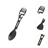 Maxbell 10 Pieces Multifunctional Camping Spork Fork Knife for Picnic Outdoor Hiking Black