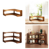 Maxbell Desktop Corner Organizer Shelf Wood Shelf for Apartment Hotel Dressing Table 35x35x13cm