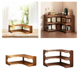 Maxbell Desktop Corner Organizer Shelf Wood Shelf for Apartment Hotel Dressing Table 35x35x13cm