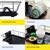 Maxbell Sink Drainer Rack Sink Stable Chopstick Spoon Fork Storage Dish Rack Drainer Black