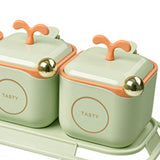 Maxbell Condiment Jars with Holder Tray Organizer Dustproof Sugar Bowl Seasoning Box