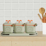 Maxbell Condiment Jars with Holder Tray Organizer Dustproof Sugar Bowl Seasoning Box