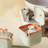 Maxbell Condiment Jars with Holder Tray Organizer Dustproof Sugar Bowl Seasoning Box