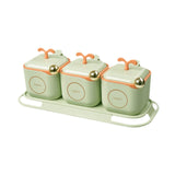 Maxbell Condiment Jars with Holder Tray Organizer Dustproof Sugar Bowl Seasoning Box