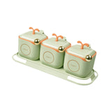 Maxbell Condiment Jars with Holder Tray Organizer Dustproof Sugar Bowl Seasoning Box