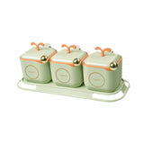 Maxbell Condiment Jars with Holder Tray Organizer Dustproof Sugar Bowl Seasoning Box