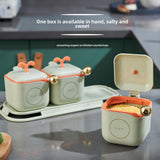 Maxbell Condiment Jars with Holder Tray Organizer Dustproof Sugar Bowl Seasoning Box
