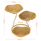 Maxbell Fruit Basket 3 Tiered Imitation Rattan Lightweight Versatile Stand Organizer