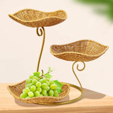 Maxbell Fruit Basket 3 Tiered Imitation Rattan Lightweight Versatile Stand Organizer