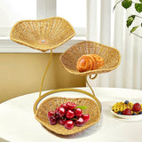 Maxbell Fruit Basket 3 Tiered Imitation Rattan Lightweight Versatile Stand Organizer